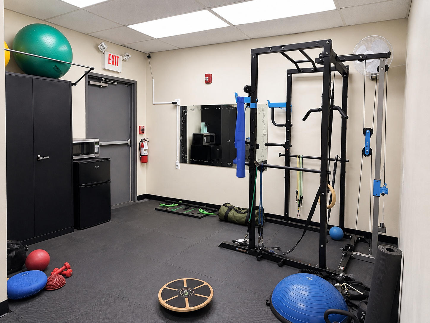 Rehabilitation and therapeutic exercise area at Relief Chiropractic