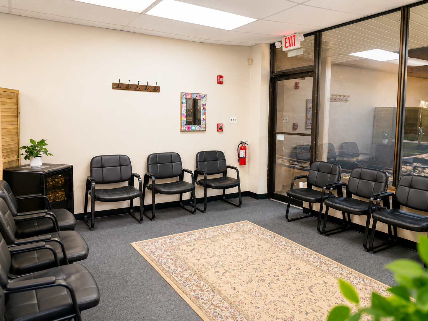 Reception and waiting area at Relief Chiropractic in Levittown, PA